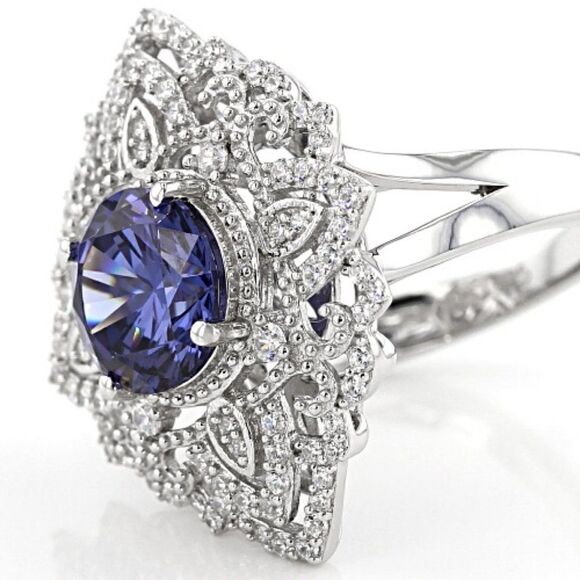 5.57CTW  Tanzanite and White Diamond. ring sz 8 - Picture 4 of 7